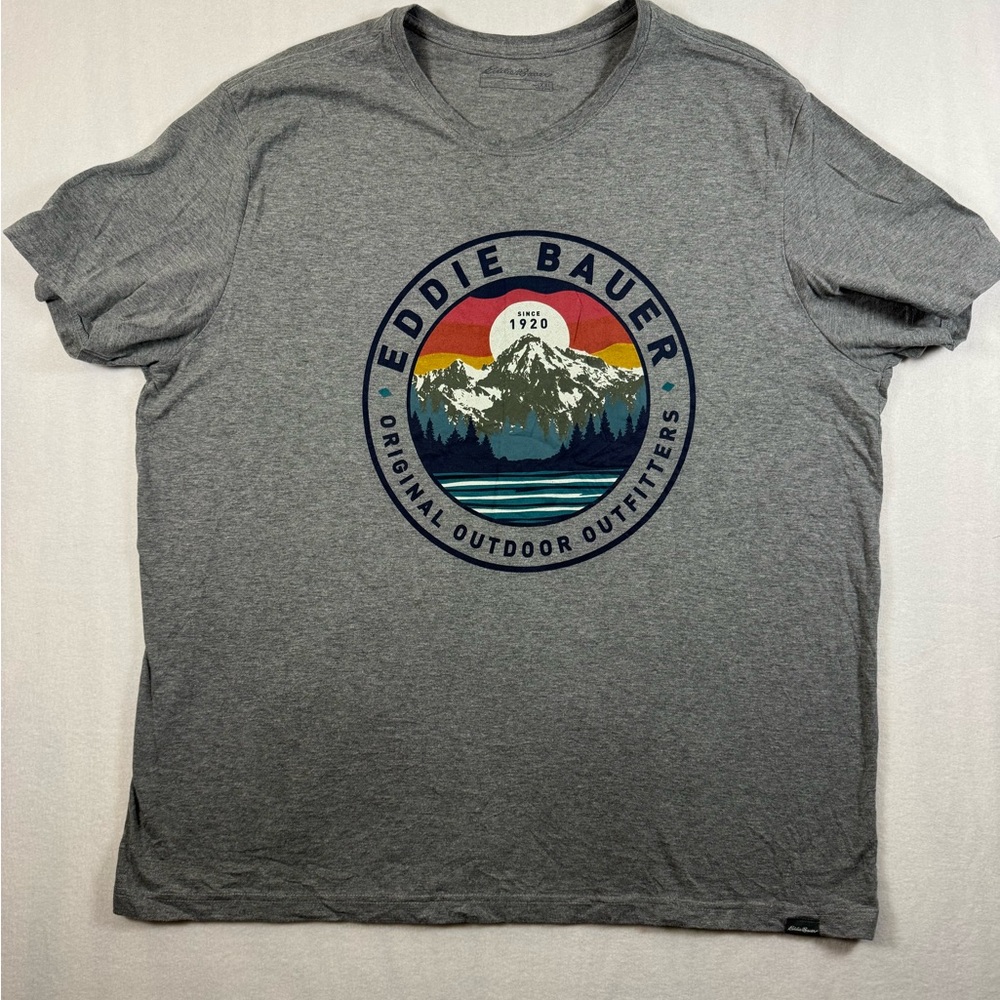 Bauer Gray Short-Sleeve Tee with Multicolor Mountain Emblem